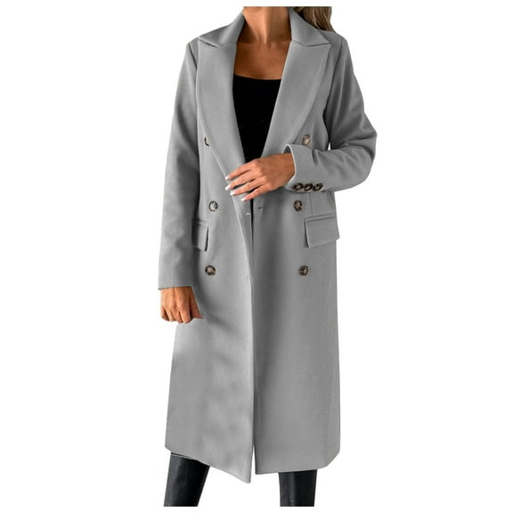 Women's Wool Coat Blouse Thin Coat Trench Long Jacket Ladies Slim Long Belt Elegant Overcoat Outwear