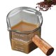 thumbnail image 1 of Tazas de espresso con mango de madera, taza medidora de vidrio con escala, vaso de chupito de espresso con boca en forma de V, accesorios de espresso de vidrio transparente, jarra para espumar leche, 1 of 6