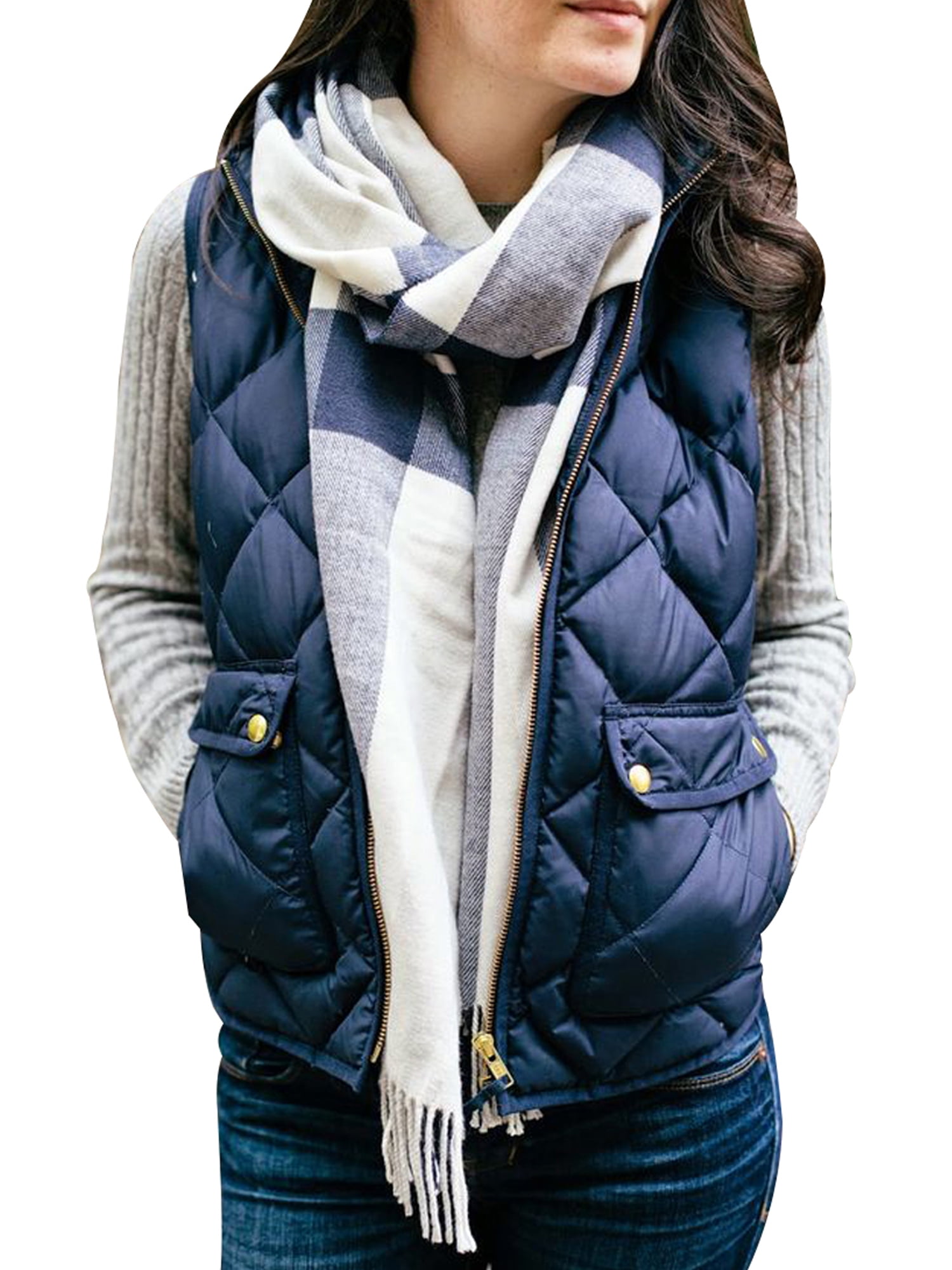 MixMatchy Womens Drawstring Lightweight Loose Fit Sleeveless Vest Utility Jacket