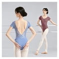 thumbnail image 2 of Ballet Leotards For Women Lace Splice Dance Wear Girl Adult Short Sleeve Bodysuit V-Back Dance Gymnastics Swimwear Leotards, 2 of 11