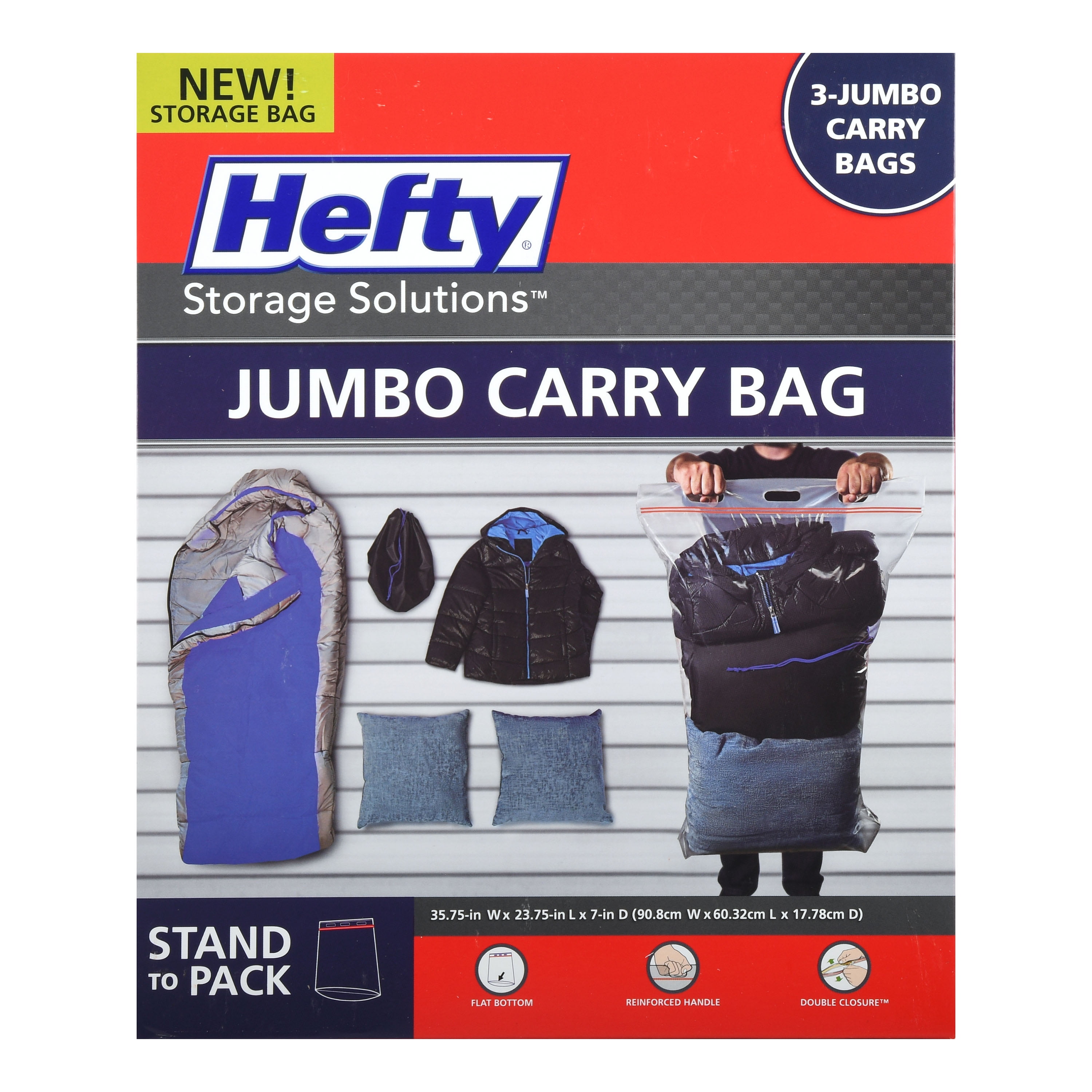 Hefty 3 Heavy Duty Jumbo Carry Bags Closet Organizer Walmart