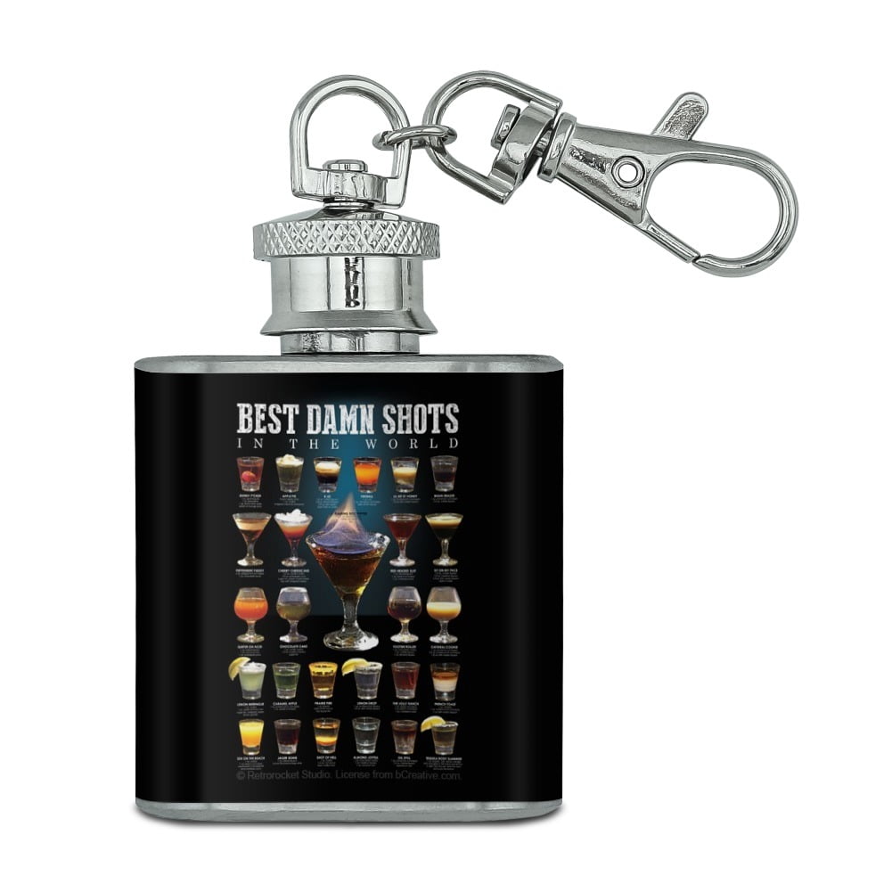 Best Shots in the World Alcohol Shot Glasses Stainless Steel 1oz Mini Flask Key Chain Walmart