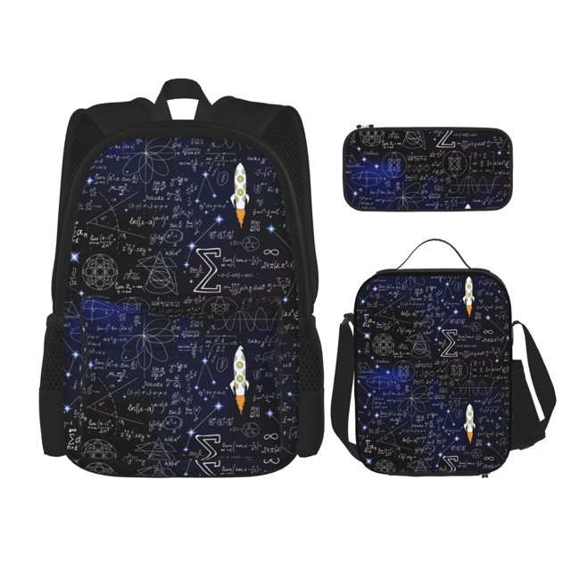 Fotbe Physical Formulas Set Escolar 3 en 1 para Niños - Mochila Duradera con Lonchera Aislante y Estuche para Lápices - Mochila Escolar para Niños y Niñas