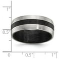 thumbnail image 2 of Stainless Steel Polished Black Carbon Fiber Inlay 8mm Band Size 13 Ring for Women and Men, 2 of 2