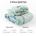 DDUOXIN Queen Size Quilt Set 100 Cotton Green/Blue Floral Real
