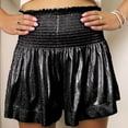 thumbnail image 3 of REALiKUN Women Sequin Smocked High Waisted Flowy Glitter Sparkly Metallic Shorts Elastic Workout Yoga Shorts, 3 of 6