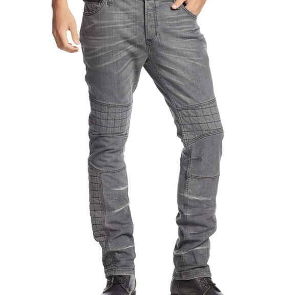 Rogue State Mens Moto Slim Fit Jeans, Grey, 31W x 32L