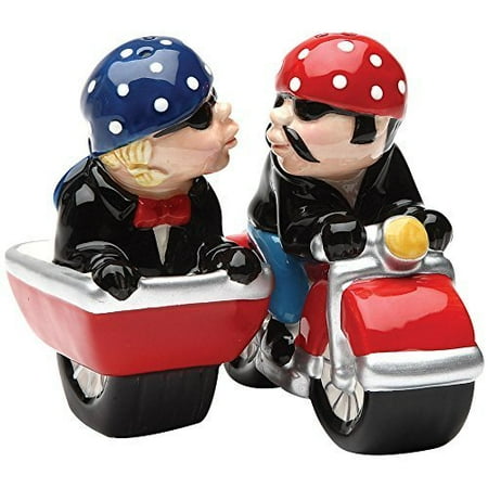 Sidecar Cover - Husband and Wife Biker Motorcycle and Sidecar Salt and Pepper Shakers Set