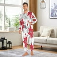 thumbnail image 3 of 1 Piece Adult Onesie Pajamas Cozy & Loose-Fit Sleepsuit Loungewear with Pockets Red Poinsettia Pattern X-Small, 3 of 7