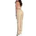 thumbnail image 2 of Qiylii Women Solid Color Leather Pants Bandage Hollow High Waist Straight Pants, 2 of 4