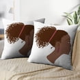 thumbnail image 3 of LALILO Throw Pillow Covers Portrait Beautiful African American Cushion Cover 18" x 18", 2 Pack, 3 of 6