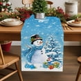 thumbnail image 5 of Christmas Table Runner Snowman Table Runners Sky Blue Christmas Tree Balls Snowflake Cotton Linen Dresser Scarf Kitchen Dining Table Decor for Christmas Holiday Party Decor 13x90 Inch, 5 of 9
