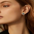 thumbnail image 3 of 1set 2pcs Stainless Steel Cuff Earrings Flat Round Rainbow color 14x9x10.5mm, 3 of 3