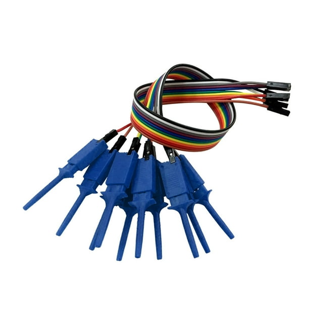 Sondas analizadoras lógicas piezas con pinzas de gancho de prueba canales para depuración de circuito eléctrico Azul Yotijar Línea de enlace de prueba de Analizador lógico