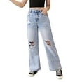 thumbnail image 4 of Otqutp Girls Wide Leg Baggy Jeans High Waisted Ripped Denim Pants Fashion Lightweight Athletic Pants Y2K Preppy Trousers, 4 of 5
