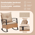 thumbnail image 6 of MELLCOM 3-Piece Patio Furniture Set, Outdoor Rocking Chair with Thick Cushions and 2-Tier Coffee Table, Wicker Rocker Bistro Set for Porch Deck Garden Poolside, Beige, 6 of 9