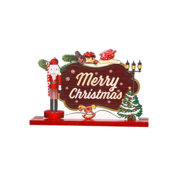 Mesa De Madera De Feliz Navidad, Muñeco De Nieve, Papá Noel, Cartel De Mesa, Cartel De Alegría De Navidad Para La Cena De Fiesta De Navidad De Invierno Speravity HA041707-01