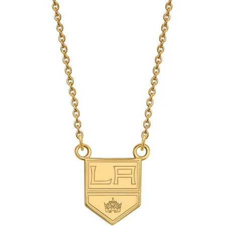 LogoArt NHL Los Angeles Kings 14 Karat Gold Plated Sterling Silver Small Pendant with Necklace