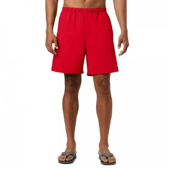 Columbia PFG Backcast III Water Short Men Small Red 8" Inseam Flat Front ERK1369