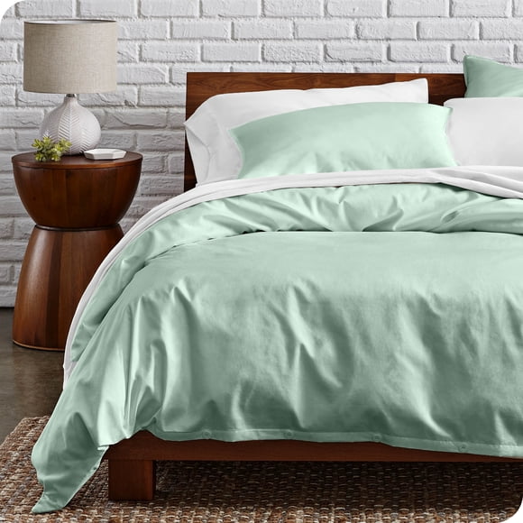 Bare Home Organic Cotton Duvet Cover Set, 300 Thread Count, Percale Weave, Full/Queen, Willow