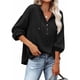 thumbnail image 5 of Sudadera con capucha para mujer, sudadera con botones, tops para adolescentes, jersey informal de manga larga de gran tamaño (negro), 5 of 6
