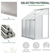 Beyamis Green House Aluminum Lean-to Walk-In Polycarbonate Greenhouse - 6 x 4, Adjustable Roof Vent, Rain Gutter, Sliding Door, Clear, Winter-Resistant Space-Saver