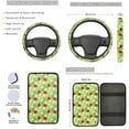 thumbnail image 3 of Jeiento Ladybug 13 PCS Car Seat Cover Full Set with Auto Steering Wheel Cover Seat Belt Strap Pads Cup Coasters Armrest Pad Floral Keychains Green Chapstick Holder Universal Fit Easy Install, 3 of 8