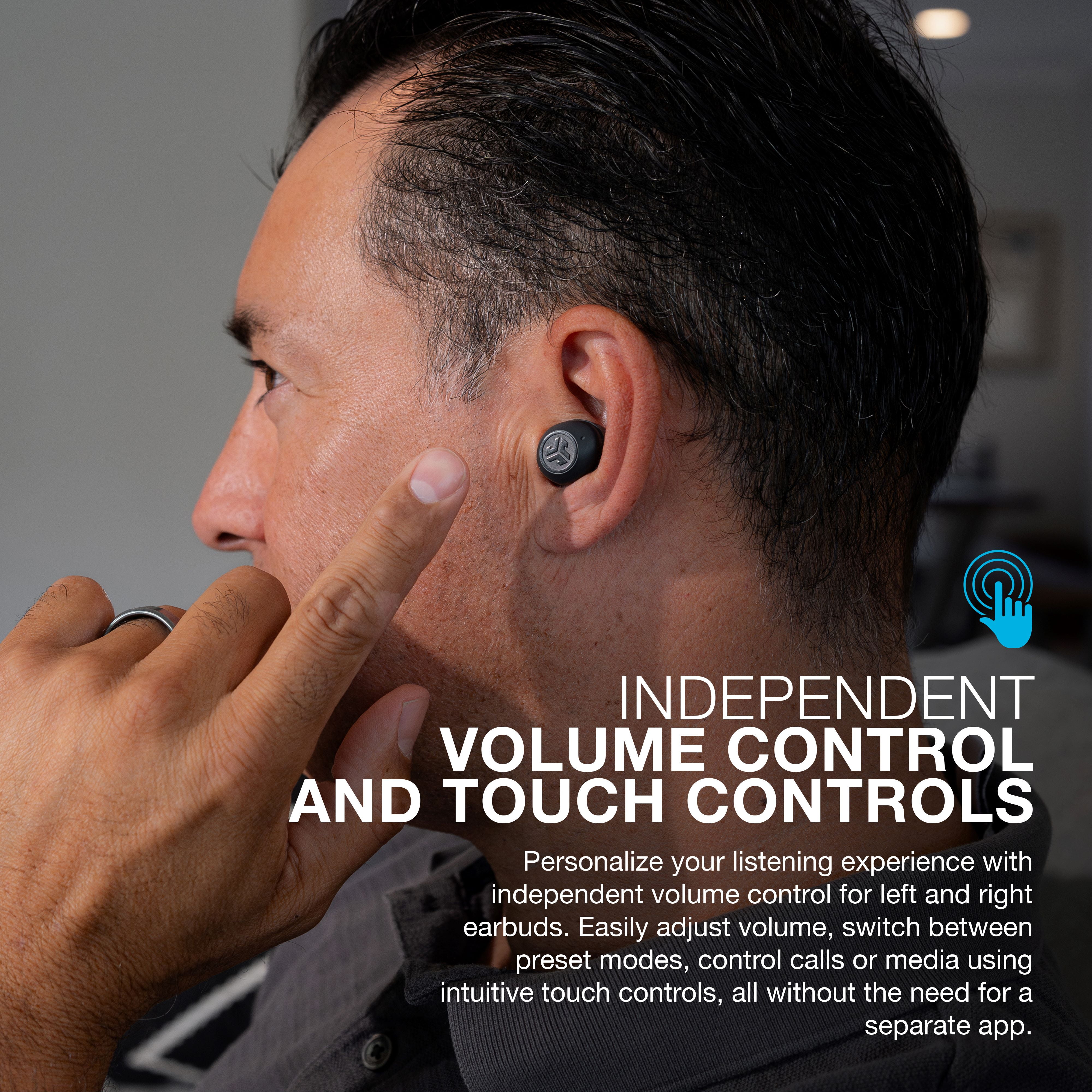 JLab Hear OTC Hearing Aid & Wireless Earbuds with Bluetooth 5.3, Android/iOS, Graphite