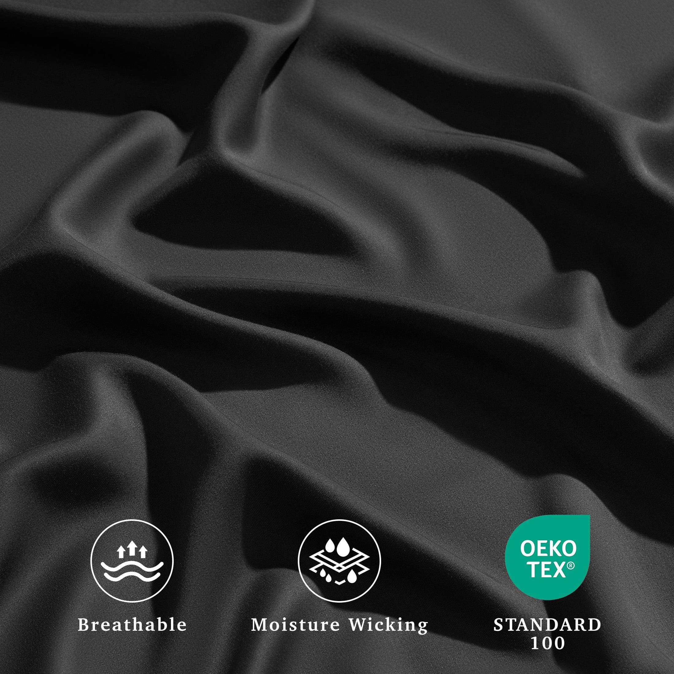 AiAngu Bamboo King Sheet Set, Luxury Soft 4 Pieces Bed Sheets with 18" Deep Pocket, Black