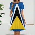 thumbnail image 2 of Saint Lucia Flag Dress Fashion Beach Short Sleeve Dresses Female Party Printed Sundress, 2 of 7