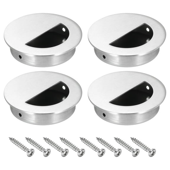 Recessed Door Handles 2.36in Dia Round Hidden Concealed Door Pulls Silver 4 Pack
