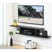FITUEYES Meuble TV flottant Console audio/vidéo murale Étagères AV Grain de bois noir pour Xbox one/PS4/vizio/Sumsung/sony