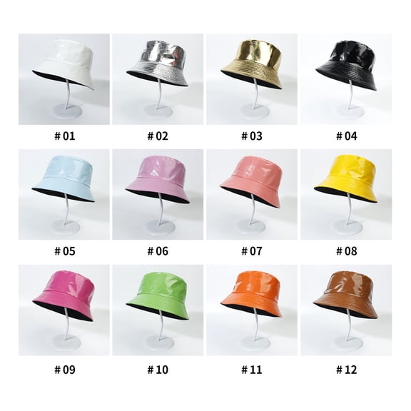 LSQii Sun Hat Casual PU Double Foldable Fishing Cap Sun Protection Bucket Hat for Men Women Multiple Colors Available Outdoor Basin Travel Black