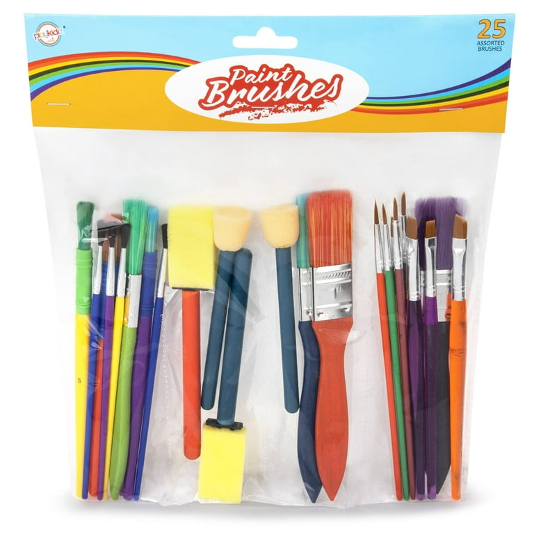 Paint Brushes for Kids, Paint Brush Set for Paint Party, Safe Toddler Paint  Brushes, Durable, Assorted Colors, 25 Pack