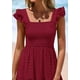 thumbnail image 5 of Vestido largo PRETTYGARDEN para mujer con cuello cuadrado y ojales, color rojo vino, 5 of 9