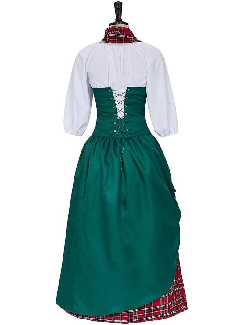 Christmas Caroler Costume Set Women Highland Scottish Plaid Dress Civil War  Southern Belle Costume - Walmart.com