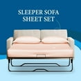 thumbnail image 2 of 4-Piece Queen Sleeper Sofa Sheet Set, 100% Egyptian Cotton, 800 Thread Count, Fits 5" Deep Pull-Out Couch Mattress (60" x 74") - Peach Solid, 2 of 5