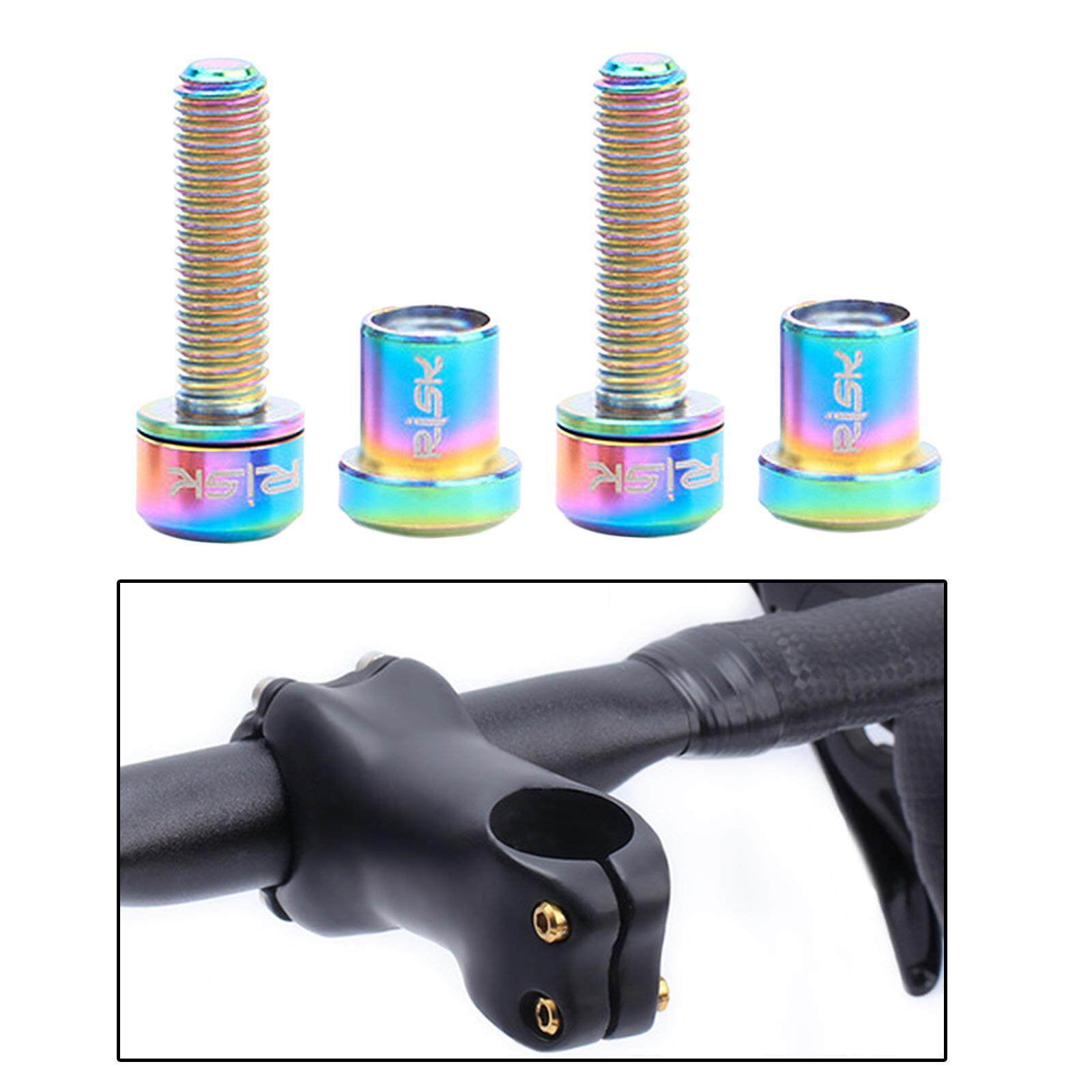 Titanium Alloy Bike Stem Bolts Bolt Handlebar Bolt Mountain Bike Bike Stem with Nut Kits Bicycle Screw Bolts Bike Carbon Stem Colorful