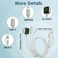 thumbnail image 5 of 3-in-2 Watch Charging Cable Compatible with Apple Watch Ultra/SE/Series 10/9/8/7/6/5/4/3/2/1 & iPhone 16/15/14/13 & Galaxy S24 - 4FT Travel Charger - White, 5 of 7