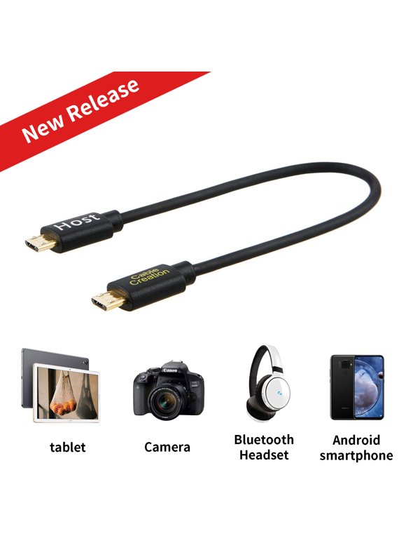 CableCreation Micro USB to Micro USB OTG Cable, Male to Male, Compatible with DJI Spark and Mavic, PS4, Owlet, Android Phone and Tablet, DAC and More,8 inch / 20CM