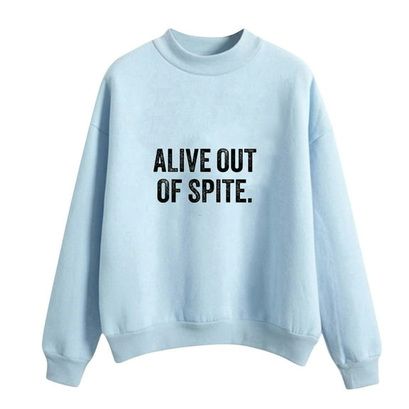 Womens Sweatshirts Plus Size Long Sleeve Round Neck Printed Causal Sweatshirts Sky Blue S