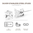 thumbnail image 4 of BEBERLINI Stud Earring Set of 4 Cubic Zirconia Earrings Shinny Female Silver Square Ear Jewelry Size 6 mm, 4 of 6