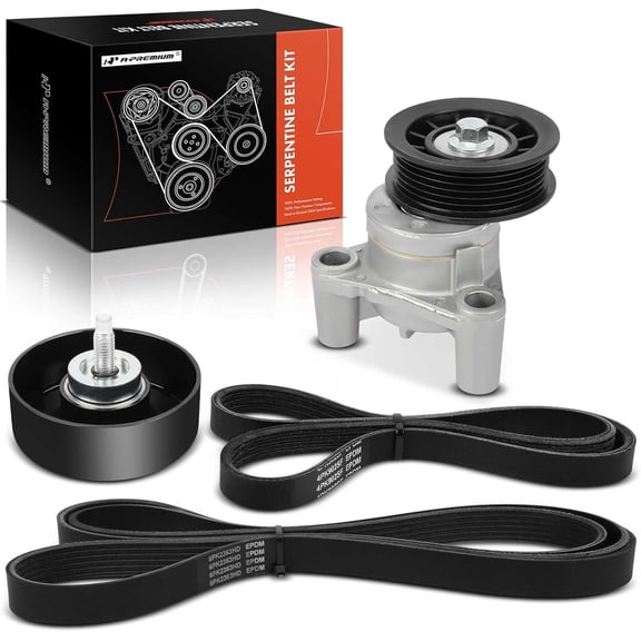 A-Premium Engine Serpentine Belt Drive Kit Compatible with Chevrolet Silverado 2500 3500 HD, Suburban, Suburban 3500 HD, Express 2500 3500 4500 & GMC Sierra 2500 3500 HD, Savana 2500 3500 4500