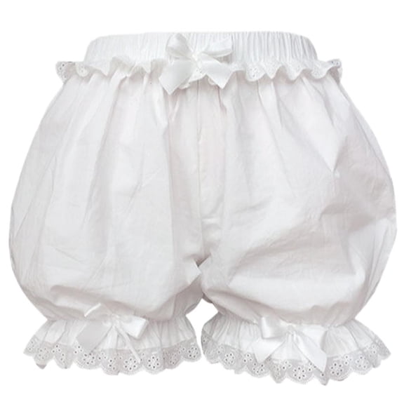 Lerpwige Fashion Maid Ruffled Lace Safety Shorts for Women Sweet Bowknot Bloomers