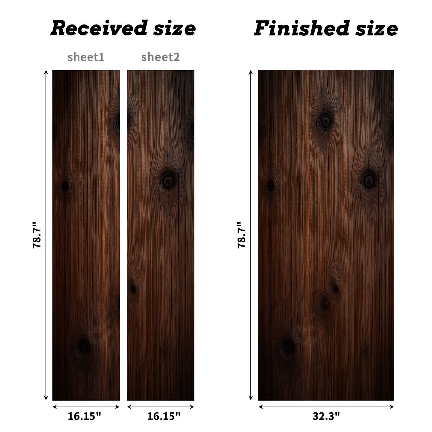 Self Adhesive Vinyl Refrigerator Wrap Set Dark Brown Wood Plank Vintage Knots Rustic Natural Door Mural Removable Fridge Sticker Peel and Stick&nbsp;Full Door Cover Decal Kitchen Bar Decor