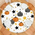 thumbnail image 2 of 44in Pumpkin Round Halloween Tablecloth with Elastic Edge, Fitted Table Cover for 36-44" Tables, Polyester Reusable Table Cloths Wipe Clean for Picnic, Dining, Outdoor Use and Party Decor, 2 of 7