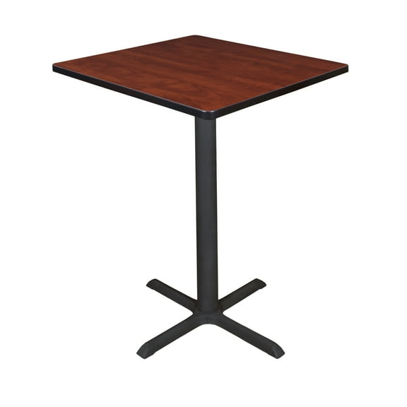 Cain 30" Square Cafe Table with Steel X Base and Hidden Adjustable Glides - Cherry