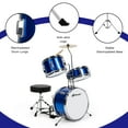 Infans 13 Inch 3Piece Kids Junior Beginner Drum Set w/Tom Snare Bass Drum Blue