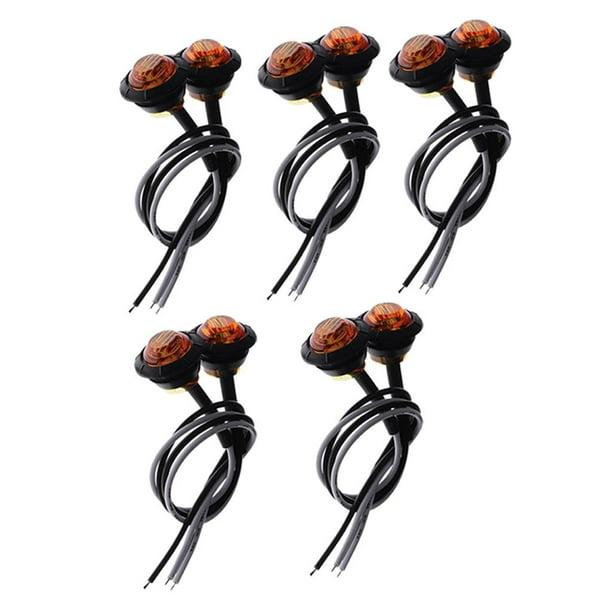 5 pares Mini 3/4 "lado redondo LED marcador camión remolque barco luz Ámbar Cola Truck Side Marker LED Light