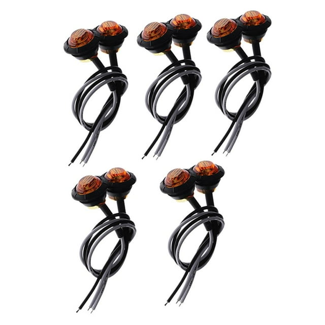 5 pares Mini 3/4 "lado redondo LED marcador camión remolque barco luz Ámbar Cola Truck Side Marker LED Light